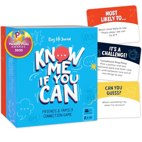Big Life Journal - Know Me If You Can Connection Game, Fun Family Game for Kids, Teens & Adults, 160 Cards to Spark Conversation, Gratitude, Build Emotional Intelligence & Create Lasting Memories