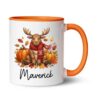 BigTees Customized Moose Accent Ceramic Mug, Personalized Moose Autumn Maple Leaves Coffee Cup with Name, Woodland Animal White Mug 11oz 15oz, Fall Animal Pumpkin Cup, Mugs Gift for Autumn Lover