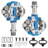 Bike Pedals, 9/16 "Mountain Bike Pedal, Aluminum Alloy Sealed Clipless Pedals Compatible with Type Cleats - Easy Clip in & Out(Blue)