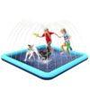 Bilibara 76" x 76" Square Splash Pad for Kids & Dogs, Non-Slip Sprinkler Pool, Shallow Water Play Mat for Toddlers, Outdoor Backyard Water Toys, Teal