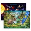 Bilingual Interactive for Kids Talking Dinosaur Space Poster for Kids Learning and Educational Toys,Talking Educational Dinosaur Toy for Ages 3 to 12 Years Old,Space Theme Wall Decor for Preschool