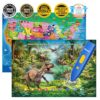 Bilingual Interactive for Kids Talking USA Map Dinosaur Poster for Kids Learning and Educational Toys,Talking Educational Dinosaur Toy for Ages 3 to 12 Years Old,Learning Chart for Preschool/Gift