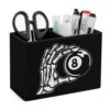 Billiards Skeleton Hand 8 Eight Ball Desk Organizer PU Leather Caddy Holder
