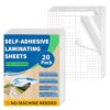 Binditek 20 Pack Self-Adhesive Laminating Sheets, 9.25 x 12 Inches for Letter Size, Easy Peel Backing with Grid Lines, 3 Mil Thick, No Heat or Machine Needed, Clear Glossy Finish