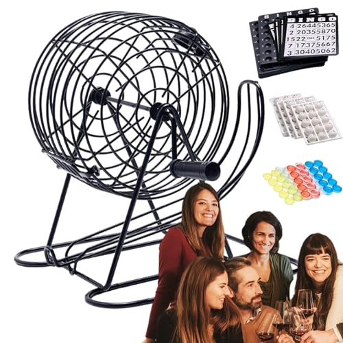 Bingo Ball Spinner - Bingo Ball Cage, Lottery Balls Draw Machine | Curved Latch Balls Lottery Machine Bingo-Drum, Bingo-Drawing Machines Dispenser for Game Night Lottery-Large Group Activities