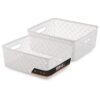BINO l Plastic Storage Baskets, Large - White | THE BLOSSOM COLLECTION l Multi-Use Organizer Bin l Built-in Handles l Plastic Woven Basket for Organizing l Pantry & Home Organizing Basket