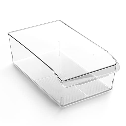 BINO | Plastic Storage Bins, X-Large | THE CURVE COLLECTION | Multi-Use Organizer Bins | Built-In Handle | BPA-Free | Pantry Organization | Home Organization | Fridge and Freezer Organizer