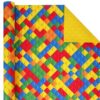 BIOBROWN Reversible Building Blocks Wrapping Paper for Boys Girls - 17 Inch X 33 Ft - Colorful Building Bricks Design Gift Wrap Paper for Kids Birthday Party Toy Lovers