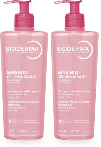 Bioderma Sensibio Foaming Gel Gentle Face Cleanser,Cleansing and Makeup Removing Refreshing Feeling for Sensitive Skin,Unscented,16.9 Fl Oz,(Pack of 2)