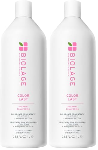Biolage Color Last Shampoo - For Color-Treated Hair,Nourishes,Strengthens,Hydrates and Adds Shine,Soybean Oil & Stearic Acid,Paraben & Mineral Oil-Free,Vegan,33.8 Fl Oz,(Pack of 2)