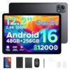 BIRDCLAW P12 Plus 12 Inch Tablet Android 16, 12000mAh/18W, T7300 Octa-core, 2.4K 120Hz, 48GB RAM+256GB ROM/2TB TF, 5G WiFi, 8MP+13MP, Gemini AI, Face ID, OTG, Tablet with Keyboard and Pen