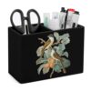 Bird Flycatchers Perched On Branches Desk Organizer PU Leather Caddy Holder