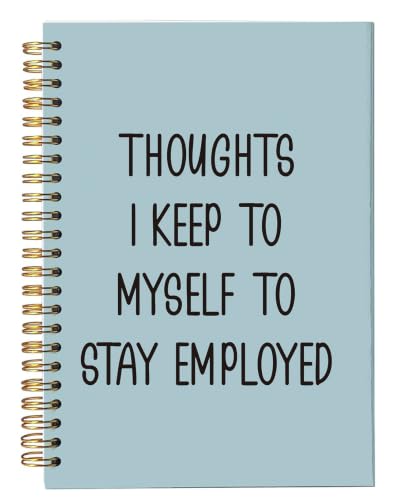 bitCNY Funny Office Sage Green Spiral Notebook, Funny Office Gifts Notebook Journal for Women Coworkers, Thoughts I Keep to Myself to Stay Employed Sarcastic Journal, 5.5x8.3 Inch