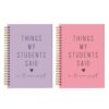 bitCNY Funny Teacher Gift Notebook Set of 2, Things My Students Said Teacher Appreciation Journal, Lined A5 Spiral Notebook, 5.5 x 8.3 Inches, 80 Pages, Lavender & Pink Keepsake for Teachers 814