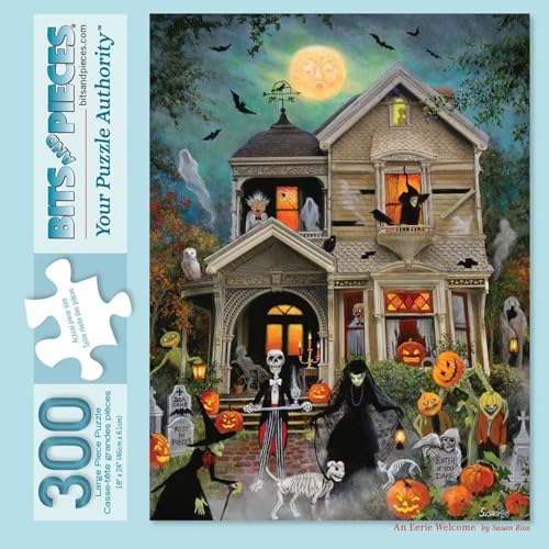 Bits and Pieces 300 Piece Puzzles for Adults - an Eerie Welcome - 300 Large Pieces 18" x 24" Jigsaw Puzzles, Haunted House Halloween, No 2 Pieces Alike