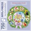 Bits and Pieces 750 Piece Puzzles for Adults - Welcome Garden Wreath Shaped - Large 18" x 24" Jigsaw Puzzles 750 Pieces Birds Flowers Birdhouse, No 2 Pieces Alike