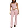 BIUPOS 2 Piece Striped Pants Sets for Women Going Out Sexy Sleeveless Halter Crop Tops Flared Pants Outfits Lounge Streetwear