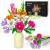 BIZNESMEN 8 Pack Flower Bouquet Building Block Set with Vase, 783 PCS Botanical DIY Kit - Everlasting Romantic Home Decor & STEM Craft Gift for Kids Ages 6+, Women & Moms
