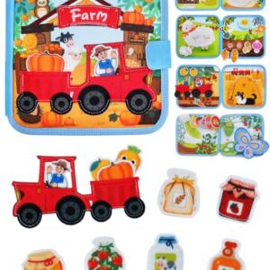BizyKoady Montessori Busy Book for Toddlers 1-3, Felt Busy Board Farm Theme