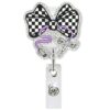 Black and White Checkered Bow Phlebotomy Tech Retractable Badge Reel, Cute Phlebotomist Badge ID Holder for Work, Funny Phlebotomy Nurse Gifts, Elegant Phleb Tech Badge Reel, Phlebotomist Week Gifts