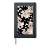 Black Beige Floral Retro Modern Boho Bohemian Flower Pattern Hardcover Journal, Black