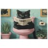 Black Cat Reading Newspaper Door Mat Bathroom Rug Floor Carpet