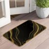 Black Gold Marble Indoor Outdoor Door Mat,Abstract Front Floor Mat Non-Slip Absorbent Low-Profile Washable Inside Entrance,Linen Sturdy Soft Entry Doormat for Entryway