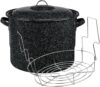 Black Speckled Enamel Canning Pot with Lid & Stainless Steel Rack, Large Capacity Double Handle Water Bath Canner, Multi Purpose Deep Stock Pot for Home Cooking Preserving