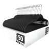 Black Velvet Clothes Hangers with Swivel Hook, 17 Inch, 50 Pack