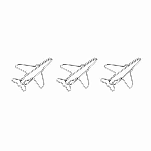 Blaihild Aircraft Shape Paper Clips Set of 10 Stainless Steel Bookmark Clips, 3.5 X 4.5 Cm Novelty Office Supplies for Document Organizing, 34g Lightweight Portable Box for Journaling