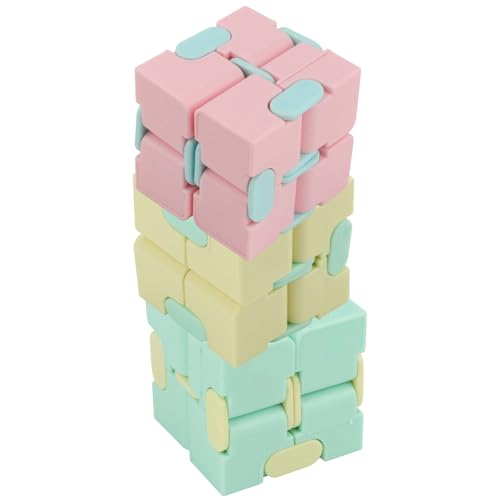 Blaihild Fidget Toys Infinite Cube 3 Pack Plastic Decompression Toy for Stress Relief, 3.1in Folding Link Chain Sensory Game, 99% Recyclable Material, for Office Focus ADHD Restless Hands