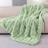 BlanketSolution Sage Green Faux Fur Throw Blanket for Couch, Double-Sided Bubble Textured Plush Blanket with Soft Flannel Back, Decorative Throw for Sofa or Bed, Machine Washable, 50 x 60, 860 GSM