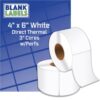 Blank Labels Direct Colored Thermal Labels Top Coated Freezer Correct 4" x 6" Label 3" Core 1000 Labels Per Roll with Perforations 4 White Rolls