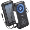 BLAVOR Solar Charger Power Bank Built-in Retractable USB-C Cable, 20000mAh Wireless Magnetic Portable Charger with Camping Light, Flashlight, 20W Fast Charging Battery Pack for Outdoor Camping-Black