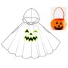 Blaward Kids Halloween Costume Poncho Glow in Dark, Winking Ghost, 6-9Y