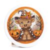 bleihum Halloween Diamond Art Kits for Kids with Round Frame, Cow Small Diamond Art Painting for Kids Ages 8-12, Pumpkin Gem Painting for Kid Gift Wall Decor 8X8 inch