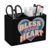 Blessed Your Heart Vintage Desk Organizer PU Leather Caddy Holder