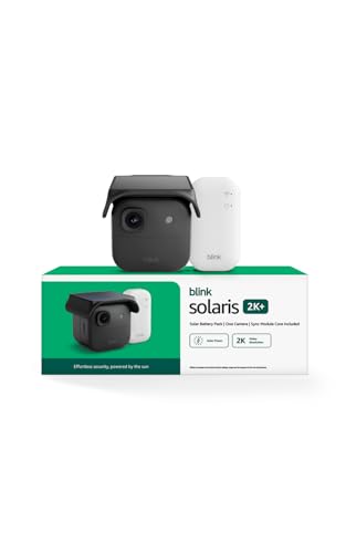 Blink Solaris 2K+ (newest model) — Solar-powered battery smart security camera, wireless fixed solar panel, 2K video, Sync Module Included — 1 camera system (Black)