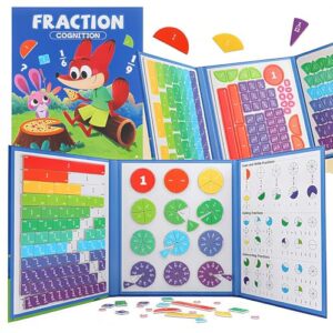 BlivEclat Magnetic Fraction Playook for Kids with 152 Pcs Fractions Magnets Tiles and Disc Set, Math Demonstration Book Learning Toys Fraction Manipulatives for Toddlers