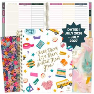 bloom daily planners 2026-2027 Academic Year Teacher Planner & Calendar - 7 Period Lesson Plan Organizer Book for Classroom or Homeschool - 9" x 11" (Interchangeable Cover) - Bold & Bright