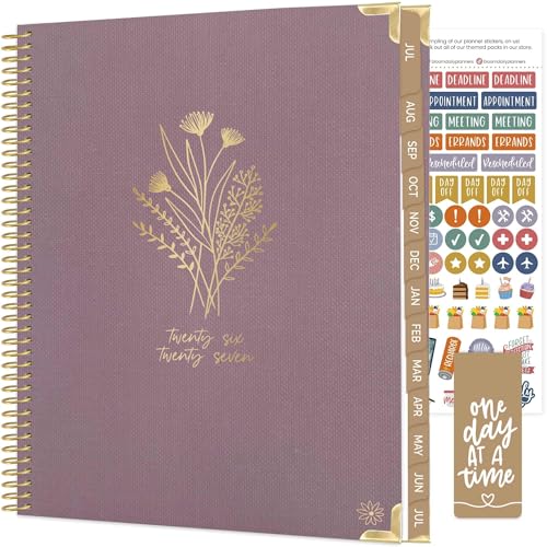 bloom daily planners HARDCOVER Planner 2026-2027 (8.5" x 11") Academic Year (July 2026 - July 2027) - 13 Months Task Goal Planner for Women - Monthly & Weekly Agenda Book - Purple Linen