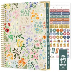 bloom daily planners Hard Cover Planner 2026-2027 for Women - Academic Year (July 2026 - July 2027) 13 Months - A5 Monthly & Weekly Agenda Book - 5.5” x 8.25” - Garden Party, Beige