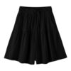 Bloomease Flowy Shorts,Women's Lightweight Stretch Comfy Evercharm Flowy Shorts Ruffles Skirt Culottes Cotton Linen Bermurda Elastic Waist Ruffle Short Summer OutfitsSweet Clothing Magnolias Black