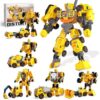 Bloomsmary 5-in-1 Transforming Construction Trucks Toys for Boys 3-6, STEM Building Vehicles Action Figures with Weapons for Child Age 4-7 – Toddler Robot Car Playset for Kids Birthday Gift