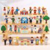 Blosssound 40 Pcs Wooden Community Helpers for Kids Little Occupations Figures Play Toys Wooden Blocks Multicultural Career Preschool Classroom Educational Supplies Birthday Gifts