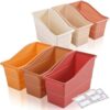 Blosssound 6 Set Book Bins for Classroom with Label Sticker Book Box Baskets Plastic Stackable Organizing Bins Storage & Organization for Classroom Library Home School Supplies (Earth Tones)