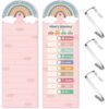 Blosssound Back to School Pink Pocket Chart Class Daily Schedule Rainbow 14 Pocket Chart and 2 Hanging Hooks for Boho Classroom Office Sentence Strips Teacher Reusable Supplies(Rainbow)
