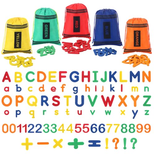 Blosssound Magnetic Letters 79 Pcs Magnetic Alphabets and Numbers with 5 Crayon Storage Bags Uppercase Lowercase ABC 123 for Back to School Preschool Classroom Spelling Counting Learning Supplies