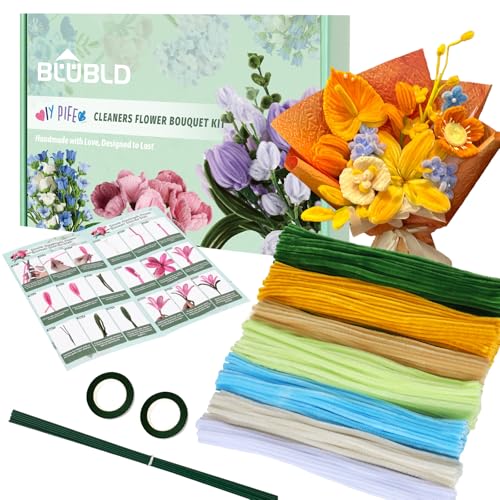 BLUBLD 500 Pcs Pipe Cleaners Craft Kit, 7 Assorted Colors Pipe Cleaners Bulk,Arts and Craft Supplies, Craft Supplies Kit, Ideas for Art Project Activity, Gardening Tape (Yellow)