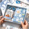 Blue Aesthetic Scrapbook Kit, Journaling Supplies Scrapbooking Gift Set